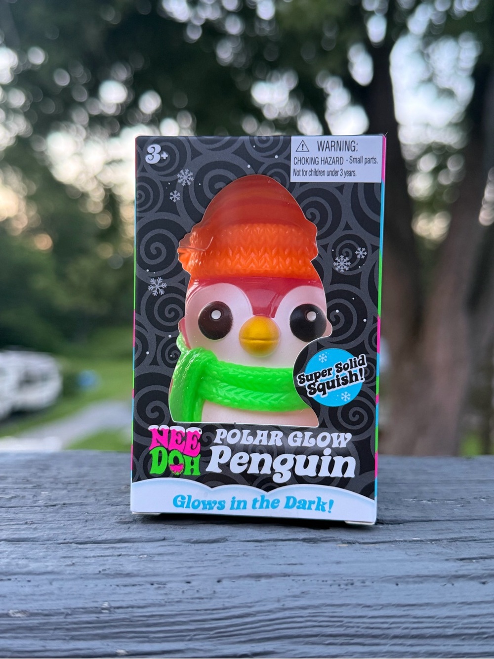 NeeDoh Polar Glow Penguin Plush- Orange & Green